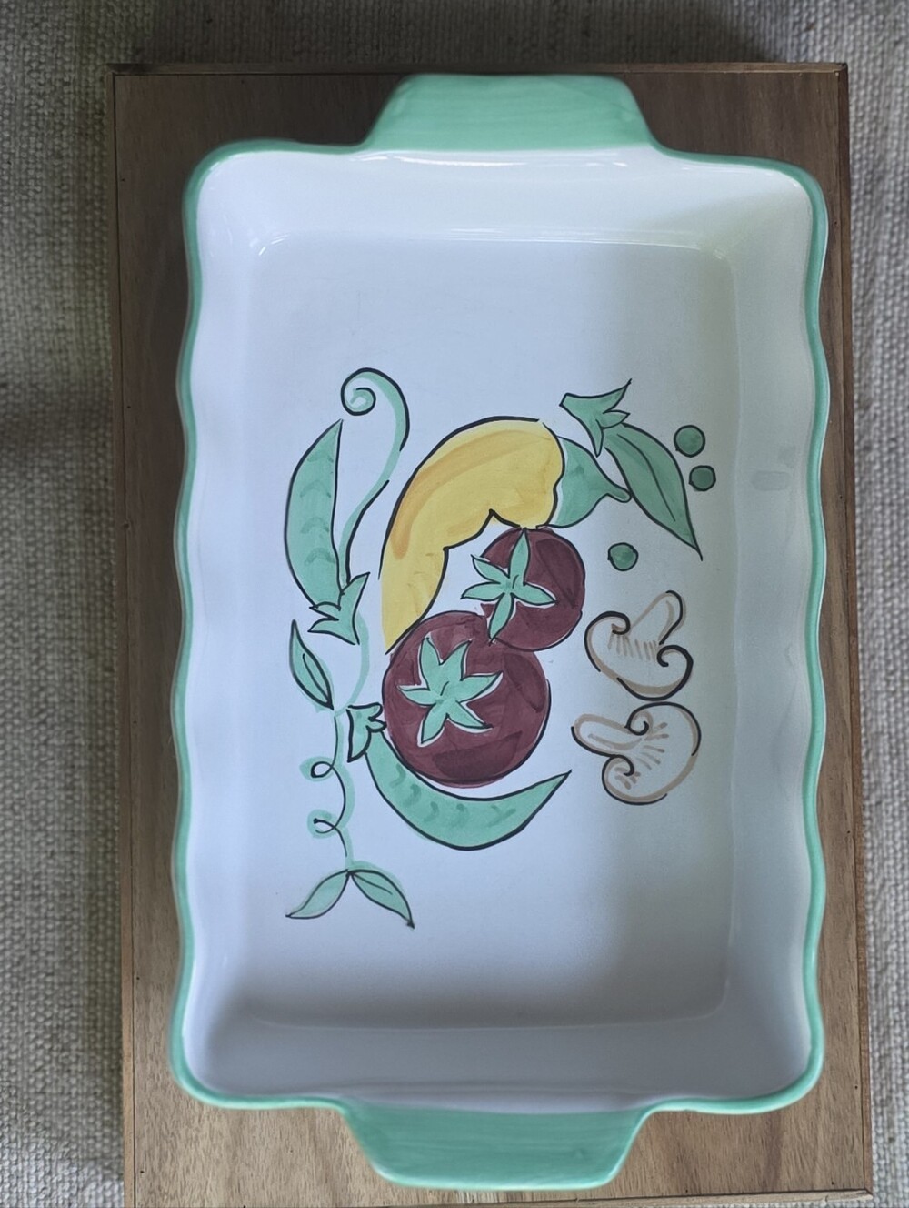 Mesa International Hand Painted Vegetable‎ Ceramic Baking Dish Farmhouse Kitchen